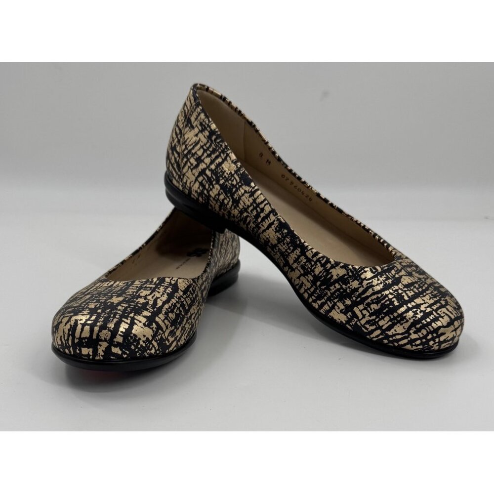 SAS Scenic Black & Gold Textured Leather Ballet Flats Size 8M - Picture 2 of 9
